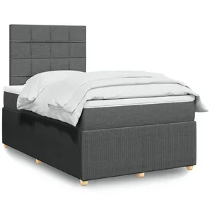 Vidaxl sommier à lattes de lit avec matelas gris foncé 120x190cm tissu pas cher