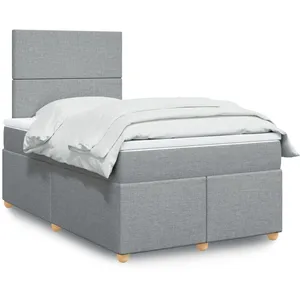 Vidaxl sommier à lattes de lit et matelas gris clair 120x190 cm tissu pas cher