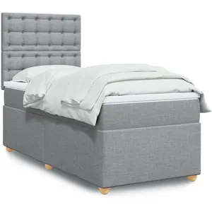 Comparateur de prix : vidaXL Sommier à lattes de lit et matelas Gris clair 90x190 cm Tissu