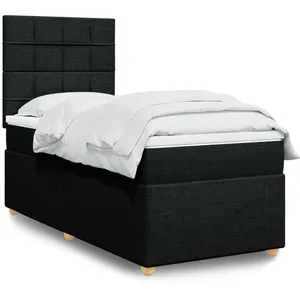vidaXL Sommier à lattes de lit avec matelas Noir 100x200 cm Tissu pas cher