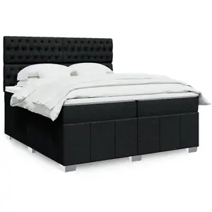 vidaXL Sommier à lattes de lit avec matelas Noir 200x200 cm Tissu pas cher