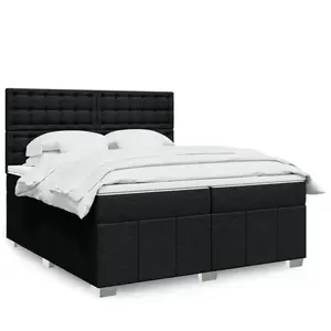 vidaXL Sommier à lattes de lit avec matelas Noir 200x200 cm Tissu pas cher
