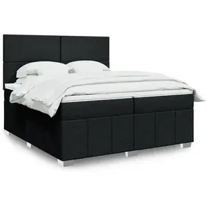 vidaXL Sommier à lattes de lit avec matelas Noir 200x200 cm Tissu pas cher