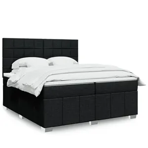 vidaXL Sommier à lattes de lit avec matelas Noir 200x200 cm Tissu pas cher