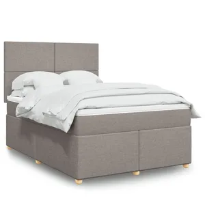 vidaXL Sommier à lattes de lit avec matelas Taupe 140x200 cm Tissu pas cher