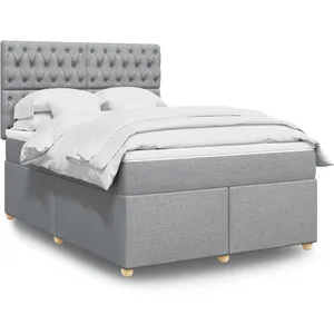 vidaXL Sommier à lattes de lit avec matelas Gris clair 140x190cm Tissu pas cher