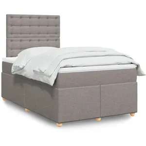 vidaXL Vidaxl Sommier À Lattes De Lit Avec Matelas Taupe 120x190 Cm Tissu pas cher