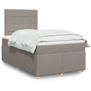 vidaXL Vidaxl Sommier À Lattes De Lit Avec Matelas Taupe 120x190 Cm Tissu pas cher