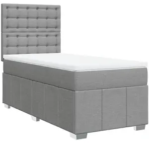vidaXL Sommier à lattes de lit avec matelas gris clair 80x200 cm tissu pas cher