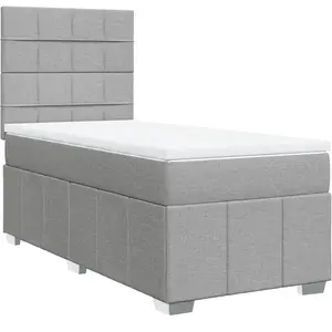vidaXL Sommier à lattes de lit avec matelas gris clair 80x200 cm tissu pas cher
