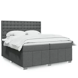 vidaXL Sommier à lattes de lit avec matelas Gris foncé 200x200cm Tissu