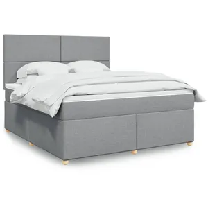 vidaXL Sommier à lattes de lit avec matelas Gris clair 180x200cm Tissu pas cher