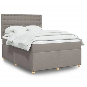 vidaXL Sommier à lattes de lit avec matelas Taupe 160x200 cm Tissu pas cher