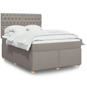 vidaXL Sommier à lattes de lit avec matelas Taupe 160x200 cm Tissu pas cher