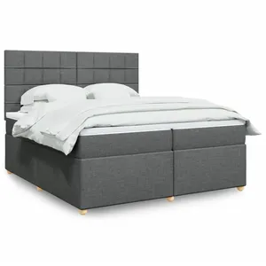 vidaXL Sommier à lattes de lit avec matelas Gris foncé 200x200cm Tissu pas cher