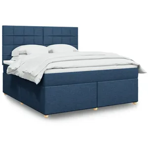 vidaXL Sommier à lattes de lit avec matelas Bleu 180x200 cm Tissu pas cher
