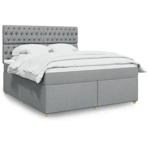 vidaXL Sommier à lattes de lit avec matelas Gris clair 180x200cm Tissu pas cher