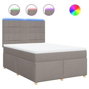 vidaXL Sommier à lattes de lit avec matelas Taupe 160x200 cm Tissu pas cher