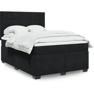 vidaXL Sommier à lattes de lit avec matelas Noir 140x190 cm Velours pas cher