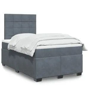 vidaXL Sommier à lattes de lit et matelas Gris foncé 120x200cm Velours pas cher