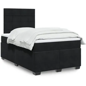 vidaXL Sommier à lattes de lit avec matelas Noir 120x200 cm Velours pas cher