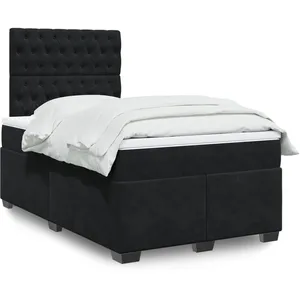 vidaXL Sommier à lattes de lit avec matelas Noir 120x200 cm Velours pas cher