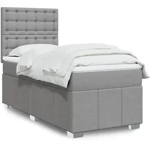 vidaXL Sommier à lattes de lit avec matelas gris clair 80x200 cm tissu pas cher