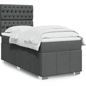 vidaXL Sommier à lattes de lit avec matelas Gris foncé 80x200 cm Tissu pas cher
