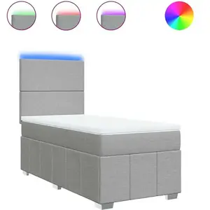 vidaXL Sommier à lattes de lit avec matelas gris clair 80x200 cm tissu pas cher