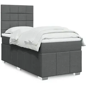 vidaXL Sommier à lattes de lit avec matelas Gris foncé 80x200 cm Tissu pas cher