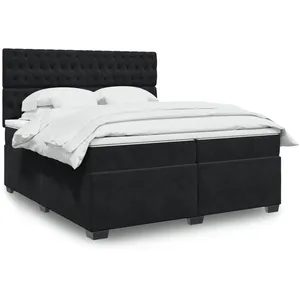 vidaXL Sommier à lattes de lit et matelas Noir 200x200 cm Velours pas cher