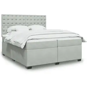 vidaXL Sommier à lattes de lit et matelas Gris clair 200x200cm Velours pas cher