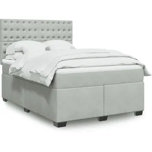 vidaXL Sommier à lattes de lit et matelas Gris clair 140x200cm Velours pas cher