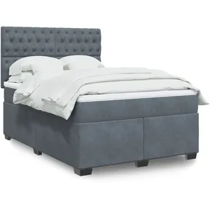 vidaXL Sommier à lattes de lit et matelas Gris foncé 140x200cm Velours pas cher