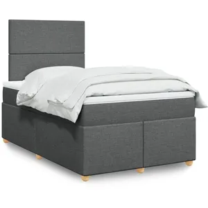 vidaXL Sommier à lattes de lit avec matelas gris foncé 120x190cm tissu pas cher