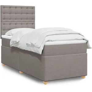 vidaXL Sommier à lattes de lit avec matelas Taupe 100x200 cm Tissu pas cher