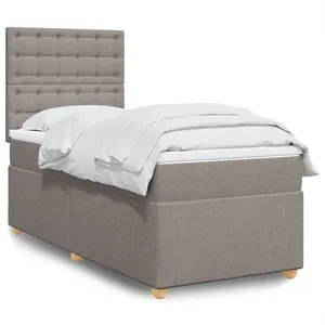 vidaXL Sommier à lattes de lit avec matelas Taupe 90x200 cm Tissu pas cher