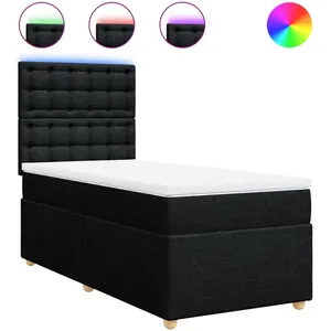 vidaXL Sommier à lattes de lit avec matelas Noir 90x190 cm Tissu pas cher
