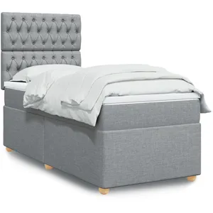 vidaXL Sommier à lattes de lit et matelas Gris clair 90x190 cm Tissu pas cher