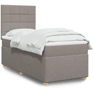 vidaXL Sommier à lattes de lit avec matelas Taupe 90x190 cm Tissu pas cher