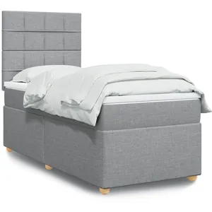 vidaXL Sommier à lattes de lit et matelas Gris clair 90x190 cm Tissu pas cher