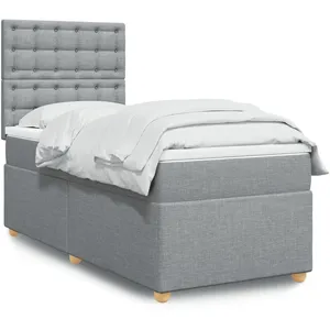vidaXL Sommier à lattes de lit avec matelas gris clair 80x200 cm tissu pas cher