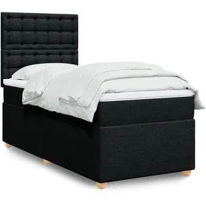 vidaXL Sommier à lattes de lit et matelas Noir 80x200 cm Tissu pas cher