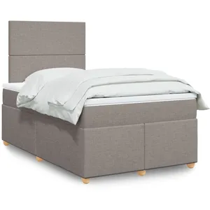 vidaXL Sommier à lattes de lit avec matelas Taupe 120x200 cm Tissu pas cher