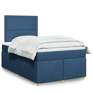 vidaXL Vidaxl Sommier À Lattes De Lit Avec Matelas Bleu 120x190 Cm Tissu pas cher