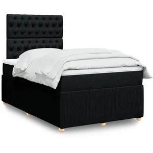 vidaXL Sommier à lattes de lit avec matelas Noir 120x200 cm Tissu