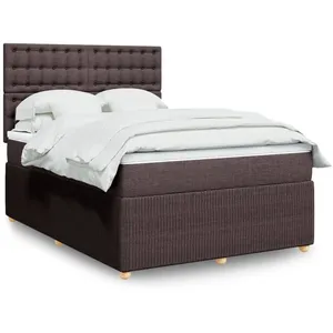 vidaXL Sommier à lattes de lit avec matelas Marron foncé 140x190 cm pas cher