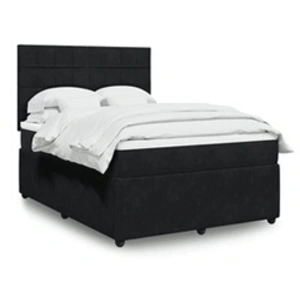 vidaXL Sommier à lattes de lit avec matelas Noir 140x200 cm Velours pas cher