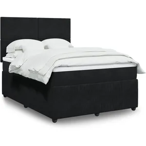 vidaXL Sommier à lattes de lit avec matelas Noir 140x190 cm Velours pas cher