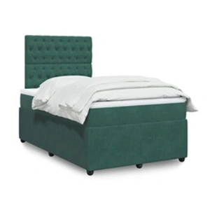 Vidaxl sommier à lattes de lit et matelas vert foncé 120x200cm velours pas cher